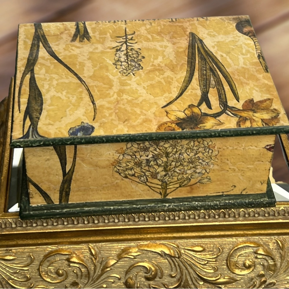 VINTAGE Decoline Decorated Lidded Keepsake Box Art Noveau